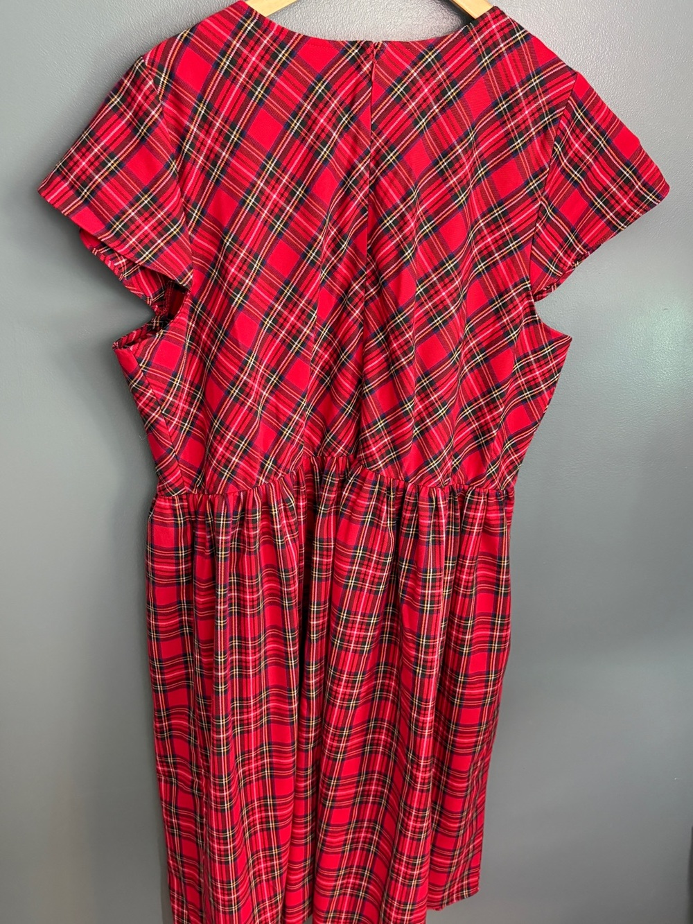 Lane Bryant Women’s Cap-Sleeve Fit & Flare Midi Dress Red Tartan Plaid Size 24 - Picture 3 of 9